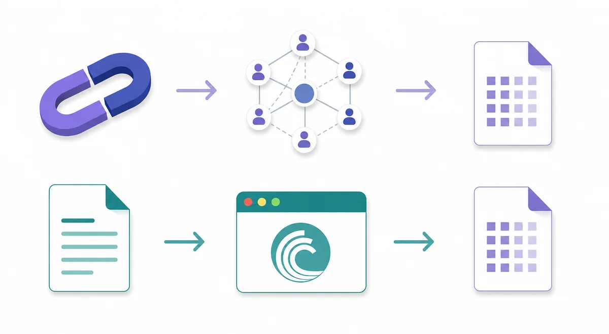 Confronto concettuale tra il percorso di un magnet link e quello di un file torrent verso lo stesso elenco di metadati